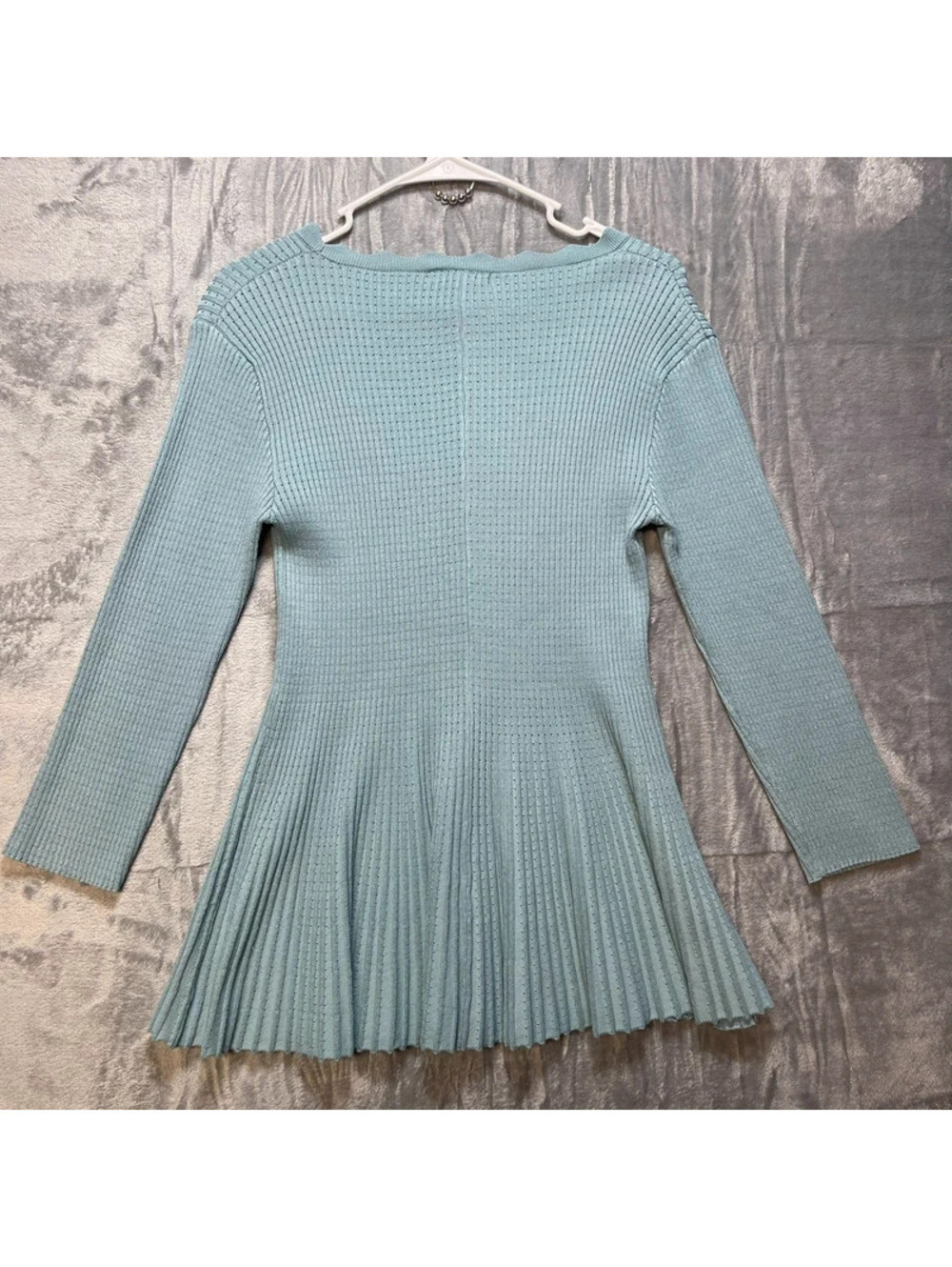 Chelsea & Theodore Women's Ribbed Knit Sweater Dress Light Blue Large - Picture 2 of 5